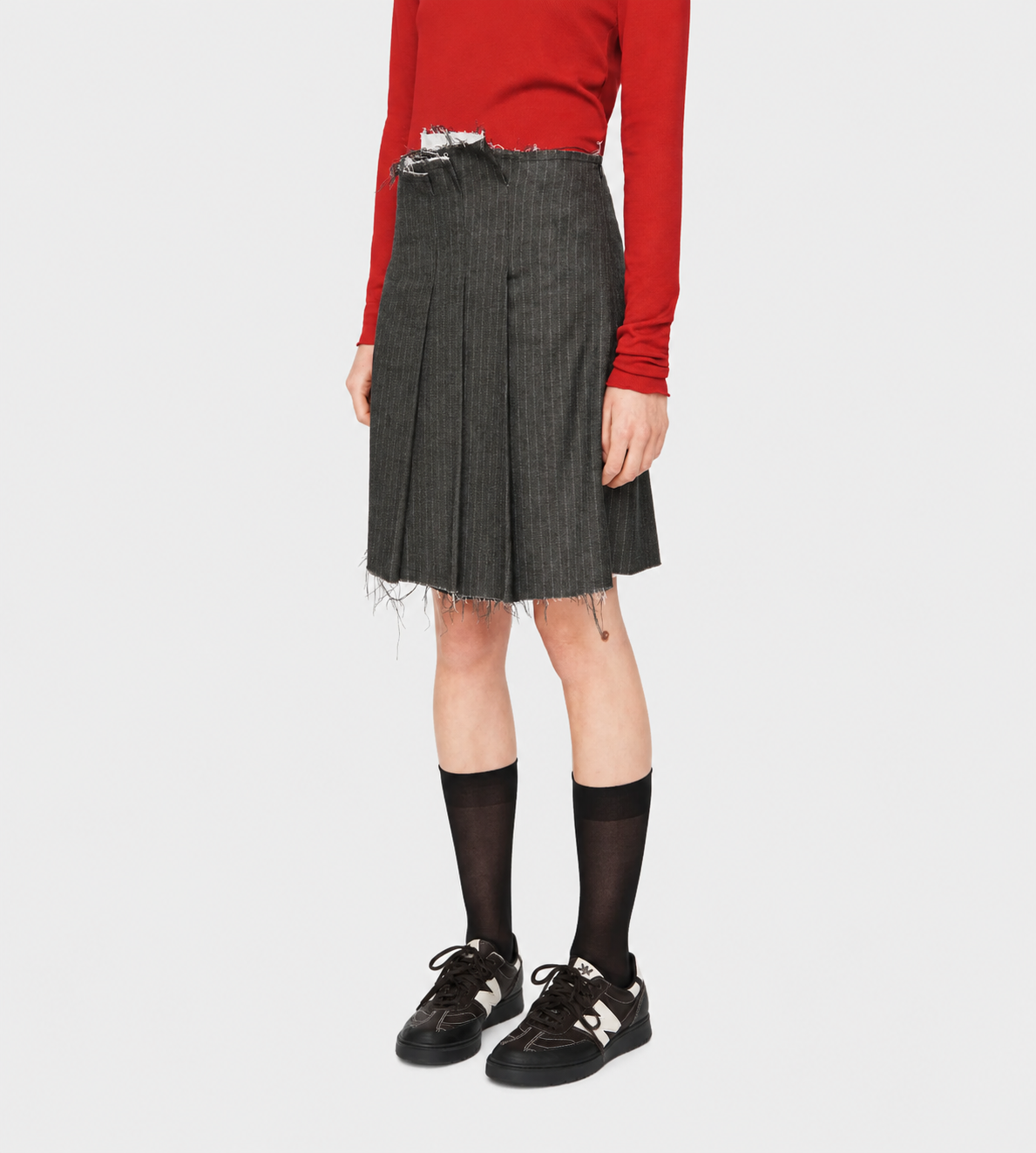 Pleated Mini Skirt Charcoal