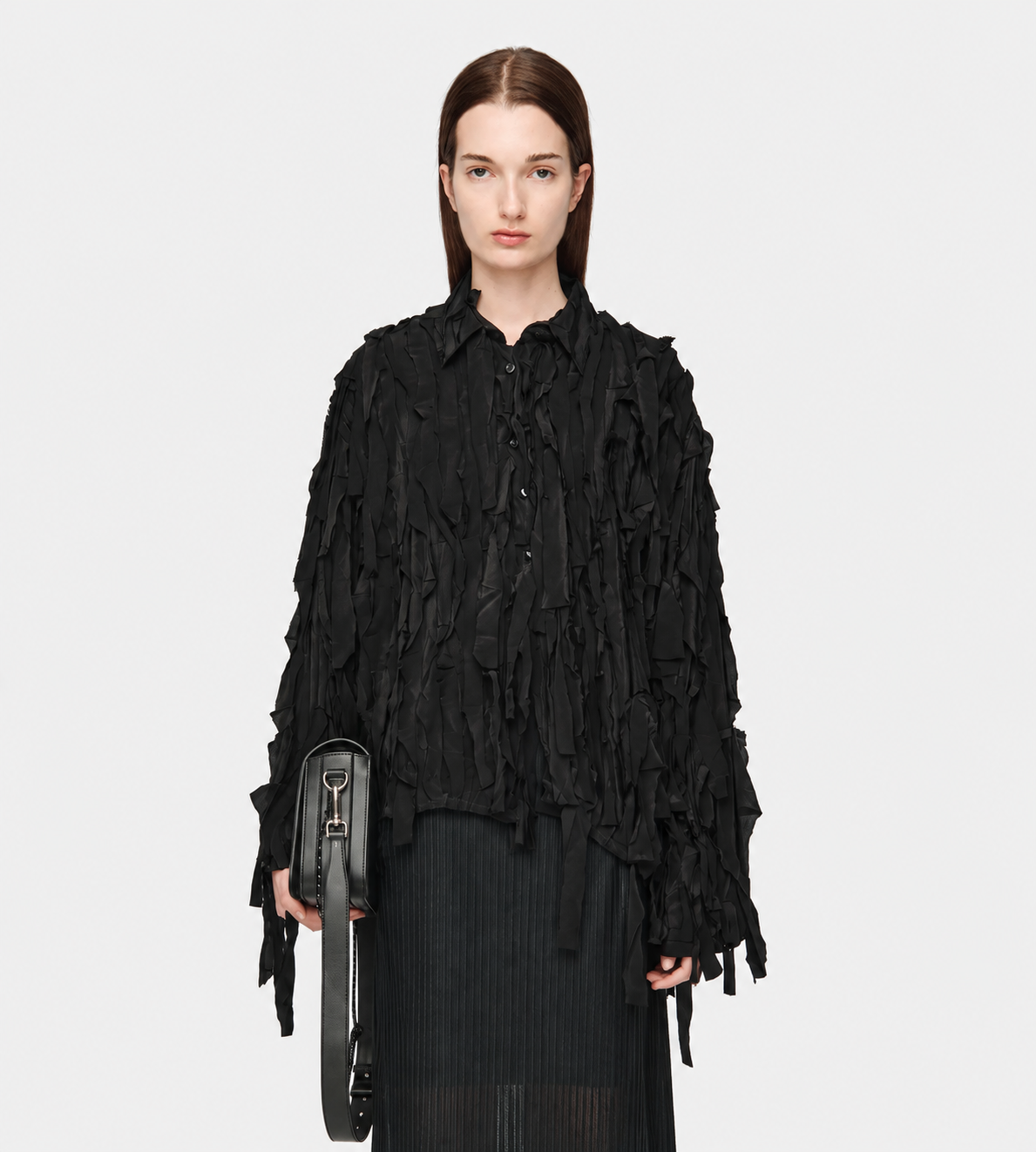 L/S Cropped School Shirt Blk