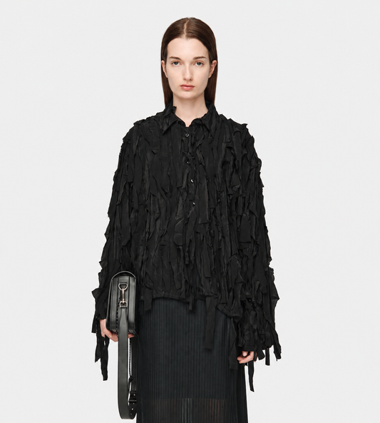 Song for the Mute - L/S Cropped School Shirt Black