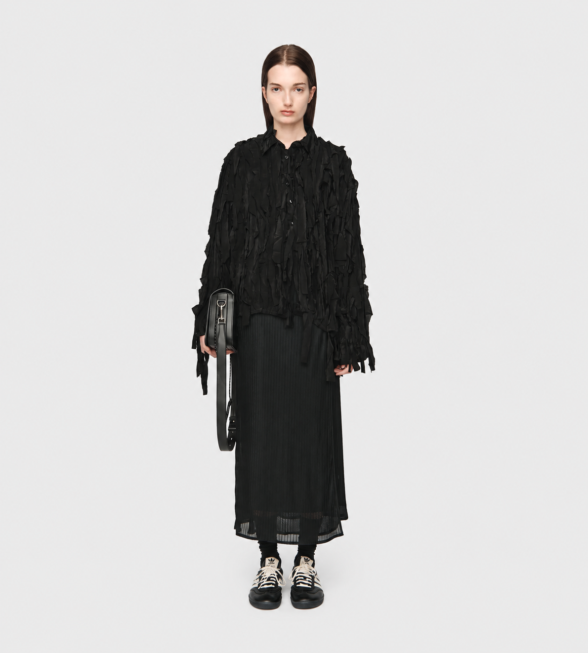 L/S Cropped School Shirt Blk