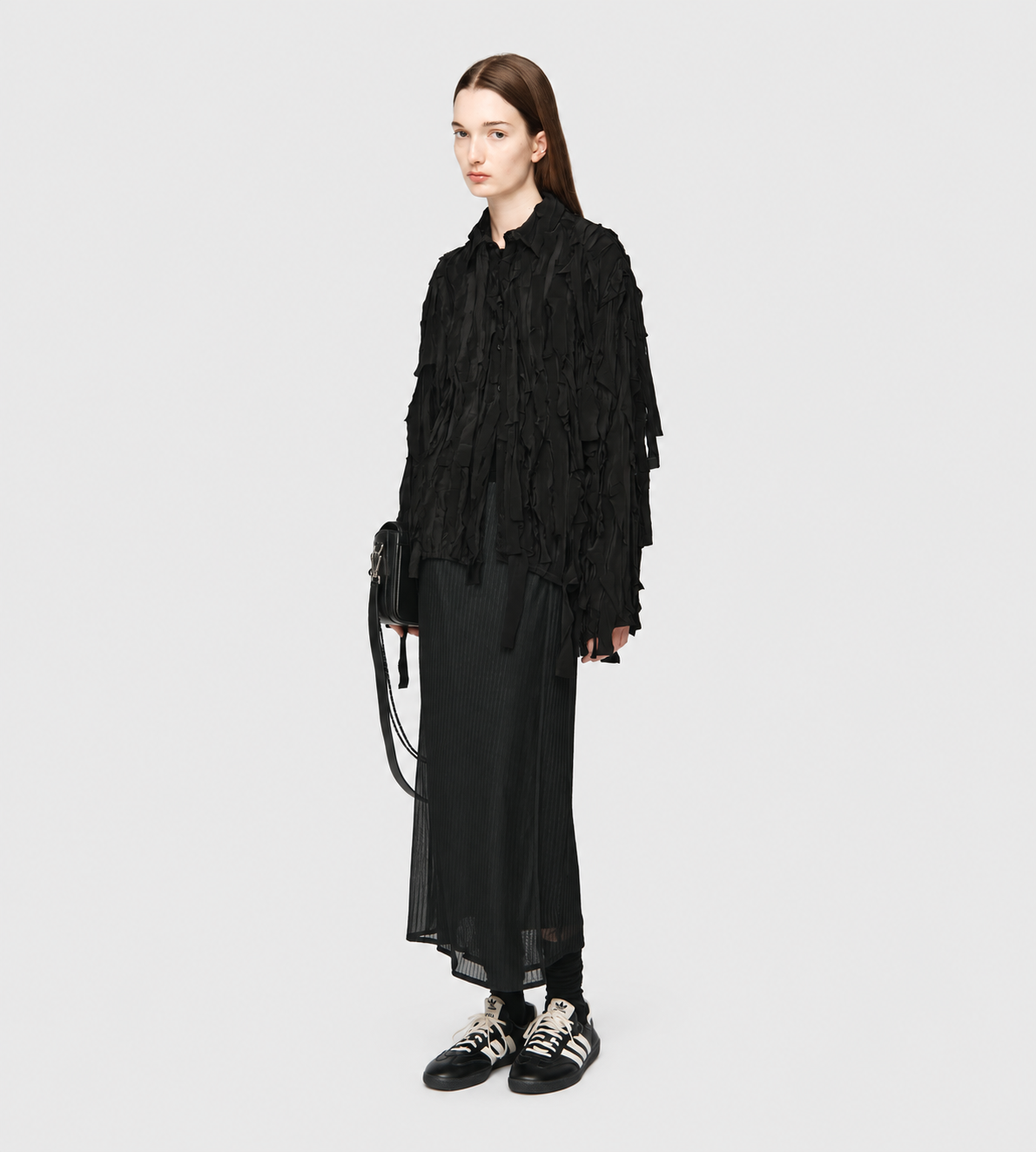 L/S Cropped School Shirt Blk