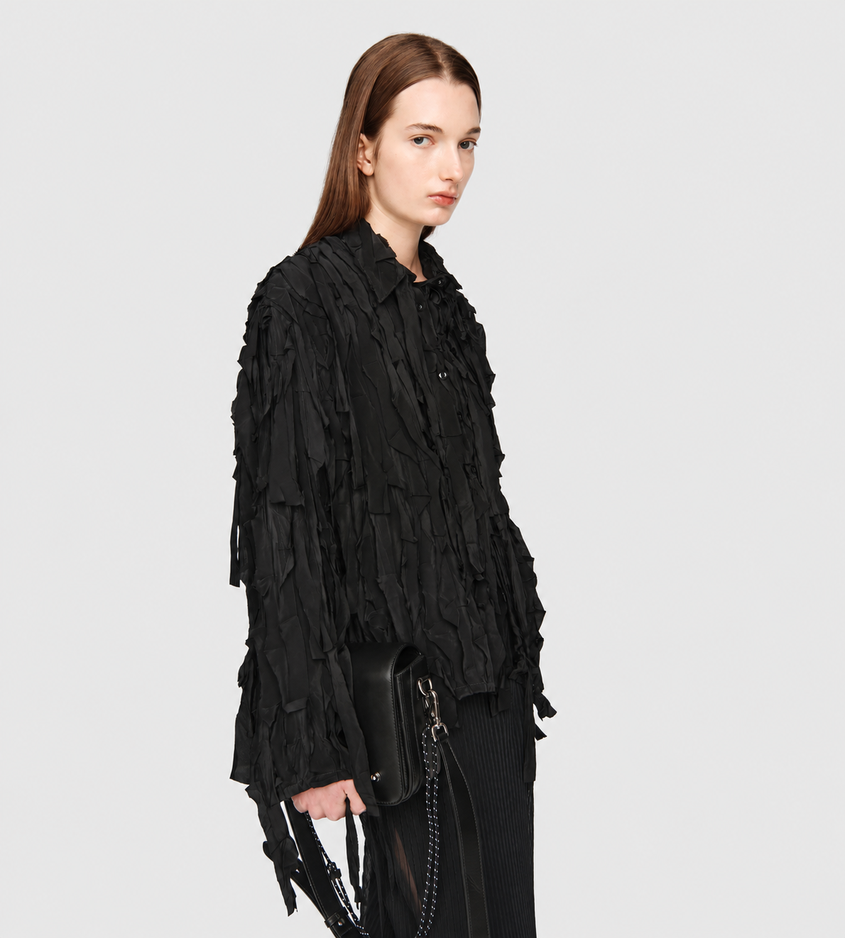 L/S Cropped School Shirt Blk