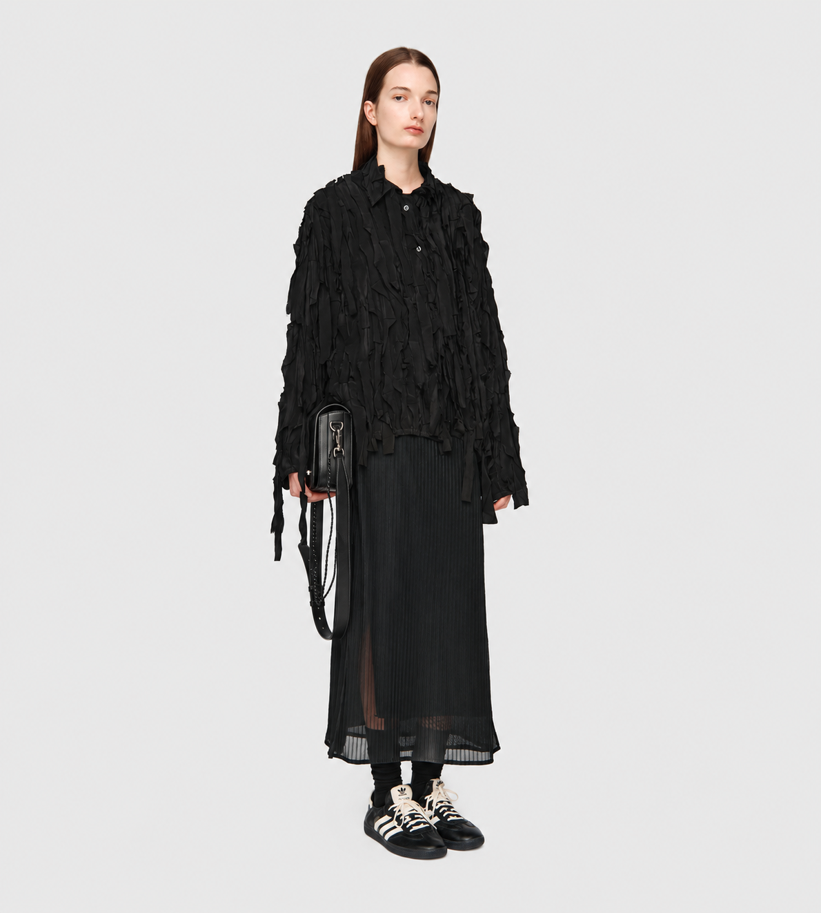 L/S Cropped School Shirt Blk