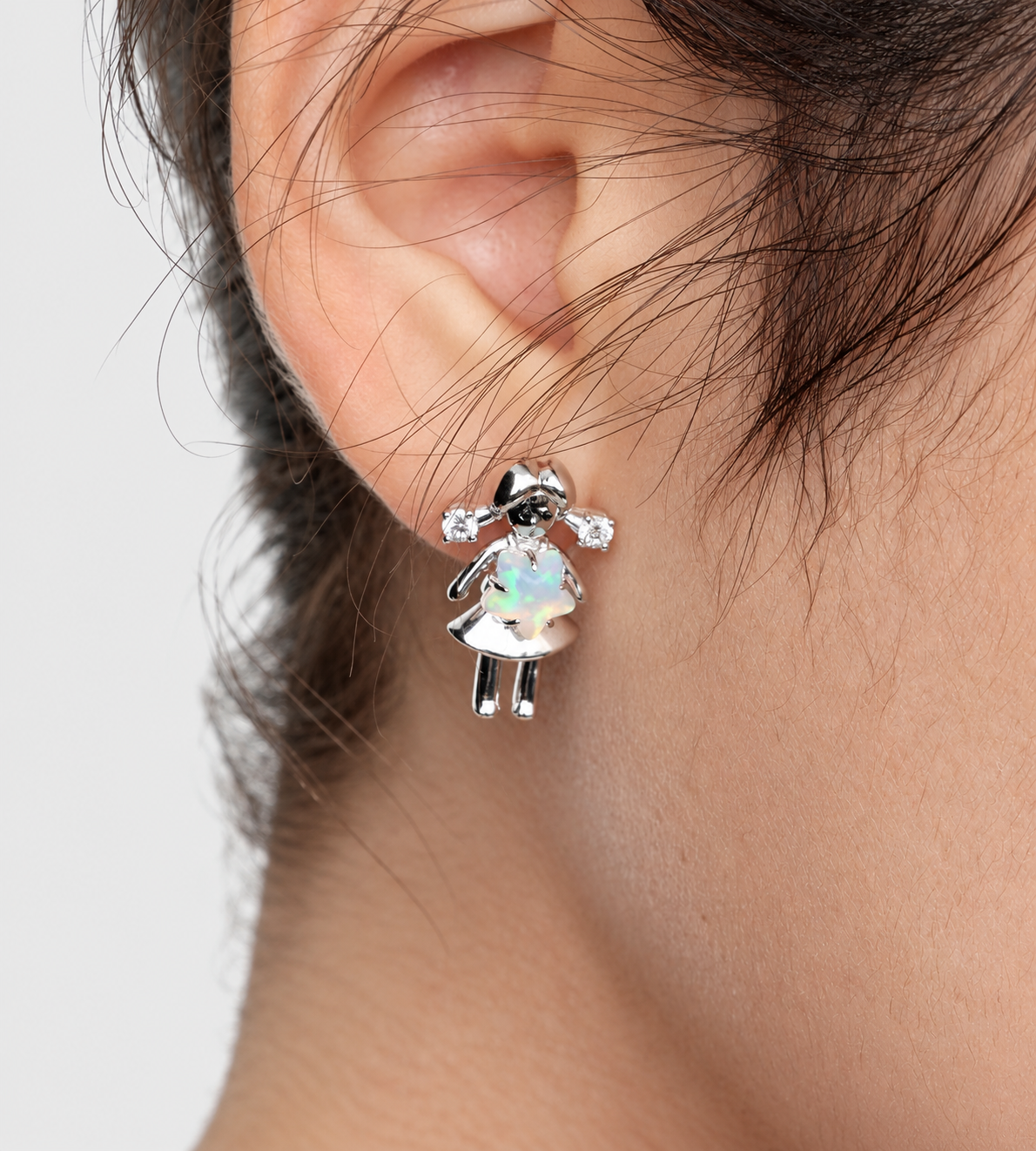 Mini Girl Earrings Silver