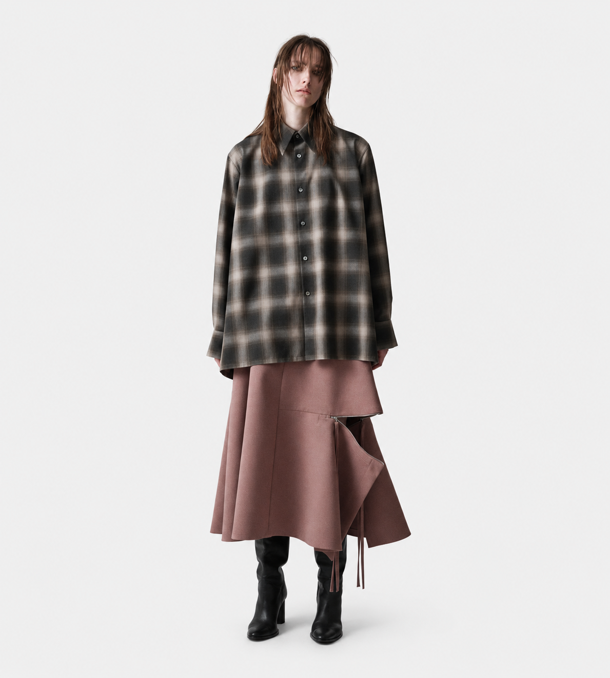 UJOH - Zip Flare Skirt Rosy Brown