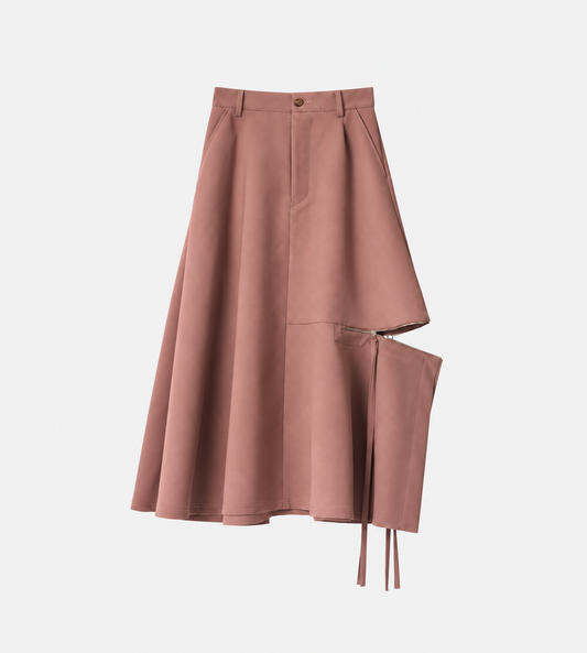 Zip Flare Skirt Rosy Brown