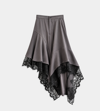 UJOH - Random Hem Lace Skirt Charcoal
