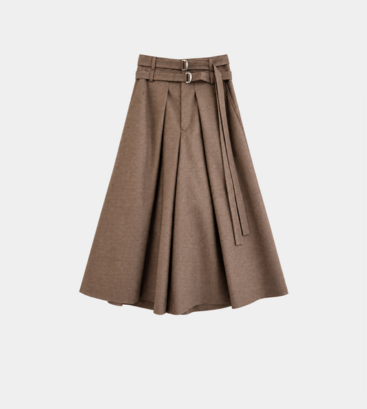 W Belt Tuck Pants Brown