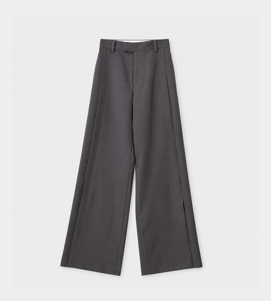 Front Slit Flare Pants Steel Grey