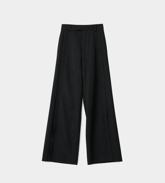 Front Slit Flare Pants Black