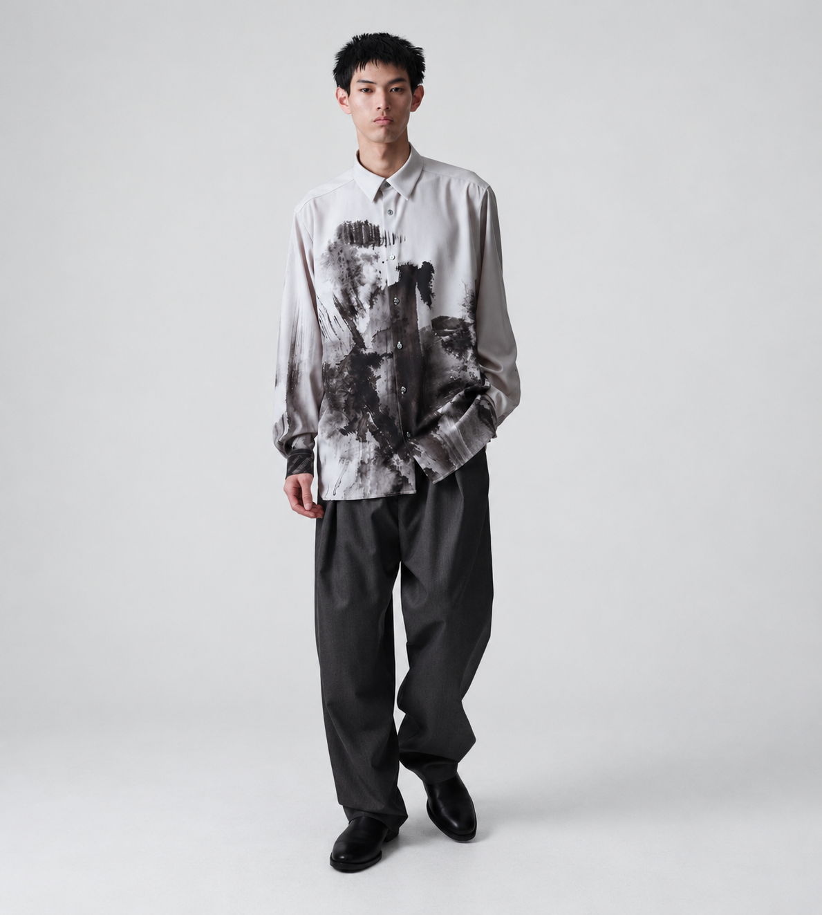 UJOH - Cross Tuck Pants Charcoal