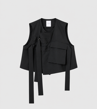 UJOH - Big Pocket W Belted Vest Black