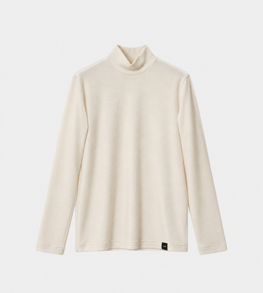 High Neck Long Sleeve Tee Ivory