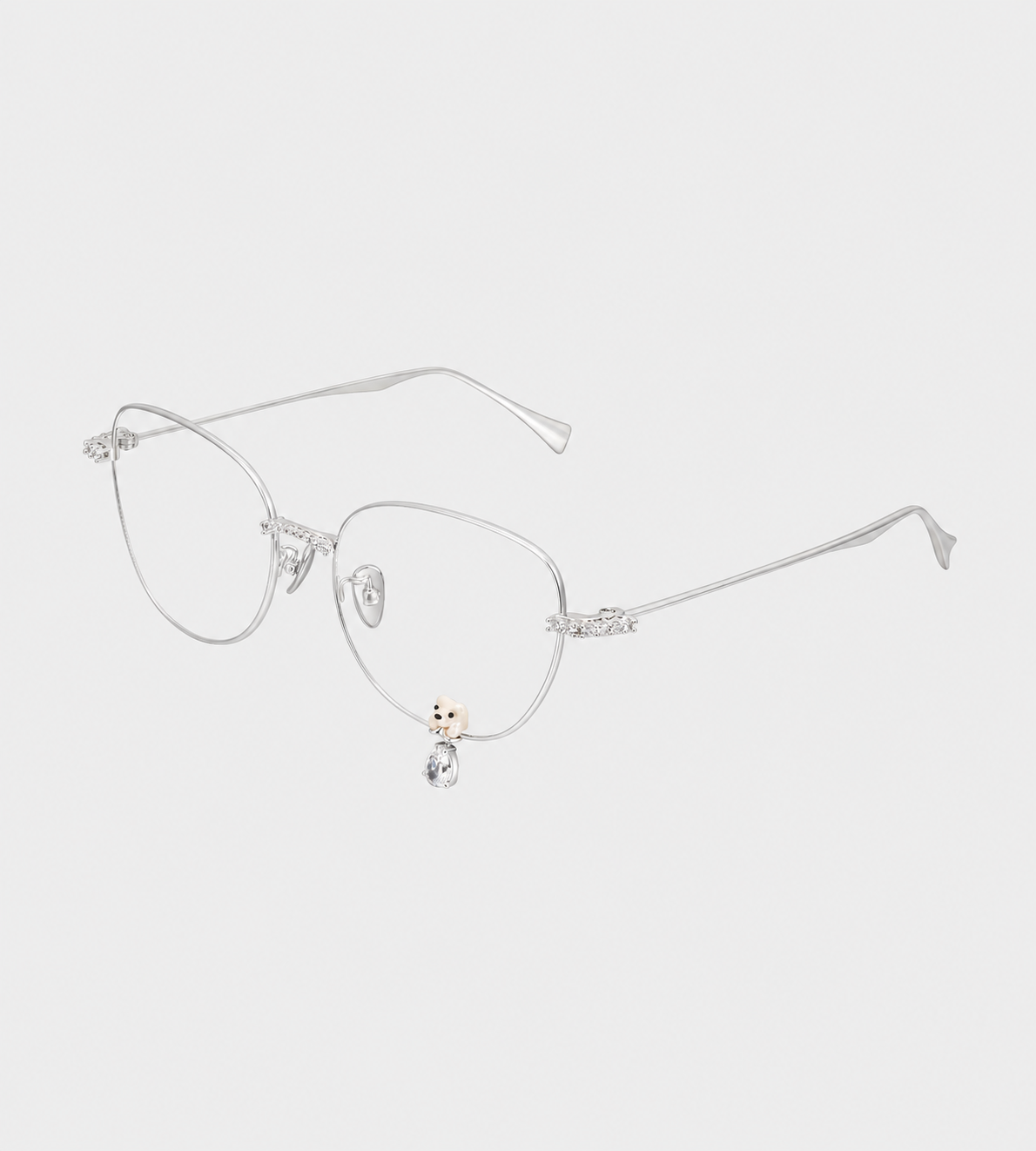 YVMIN - Flocked Bear Decorative Gemstone Pendant Glasses Silver