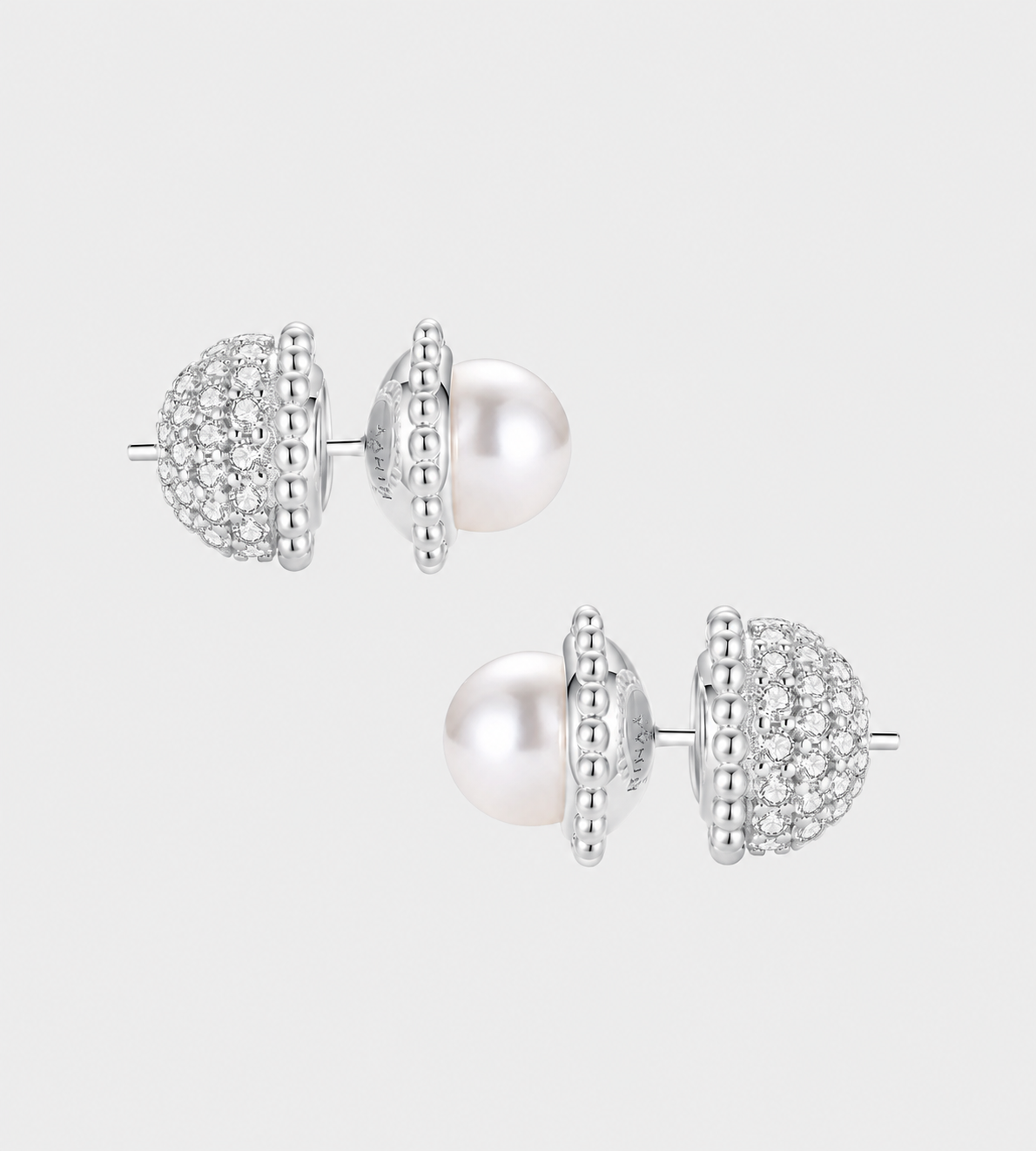 YVMIN - Double Ball Pearl Earring Silver