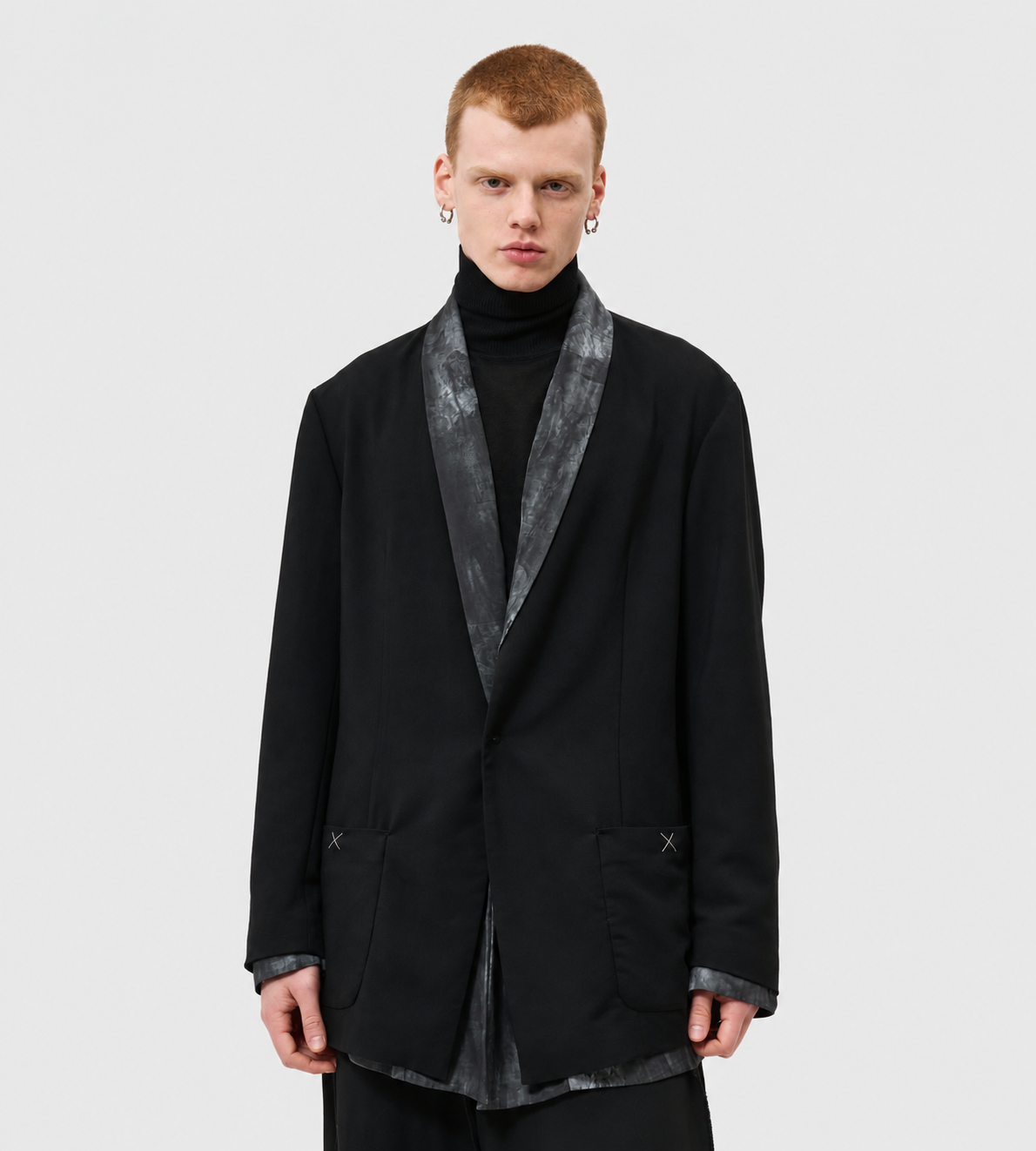 Reversible Pompeii Print  Blazer Blk/Grey