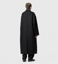 Giovanni Cavagna - Relaxed Wool Coat with Belt Black