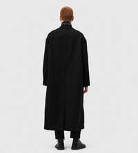 Giovanni Cavagna - Relaxed Wool Coat with Belt Black