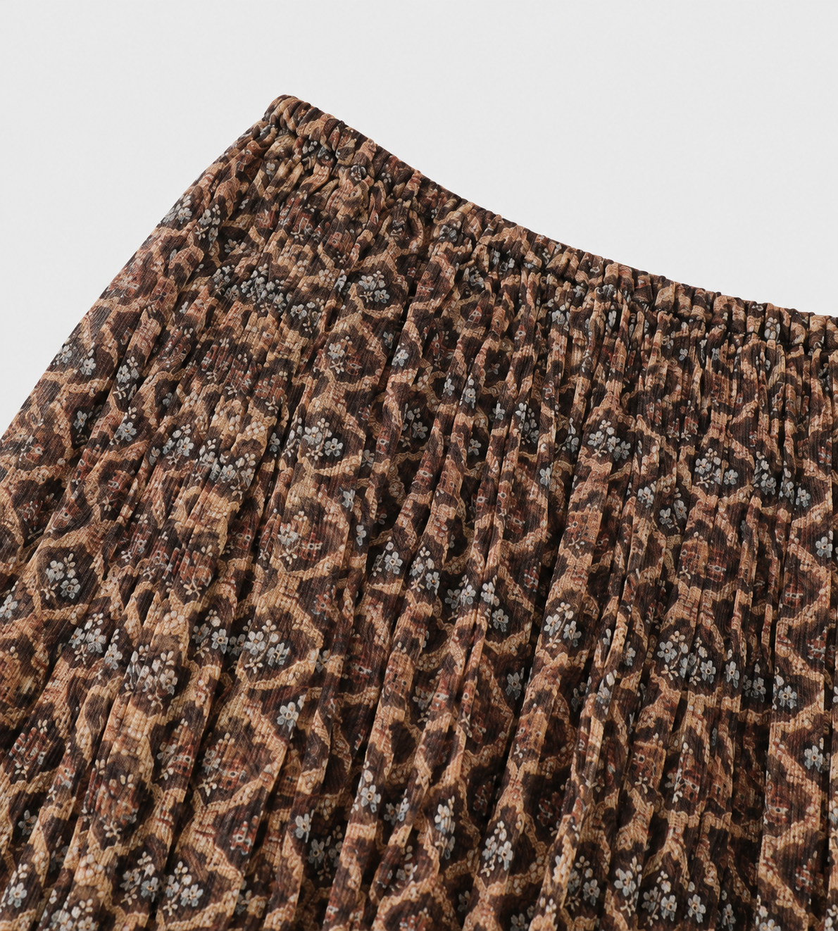 Diamond Lattice Pleated Skirt Rusty Brown