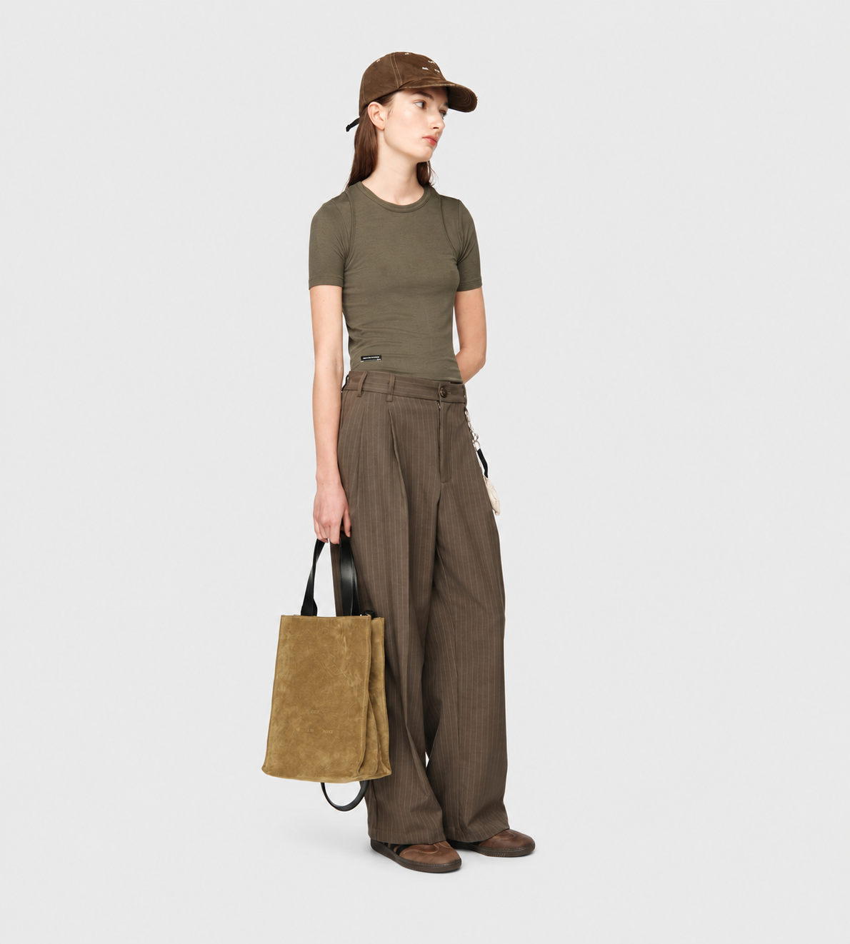 Wide Double Pleated Pants Taupe