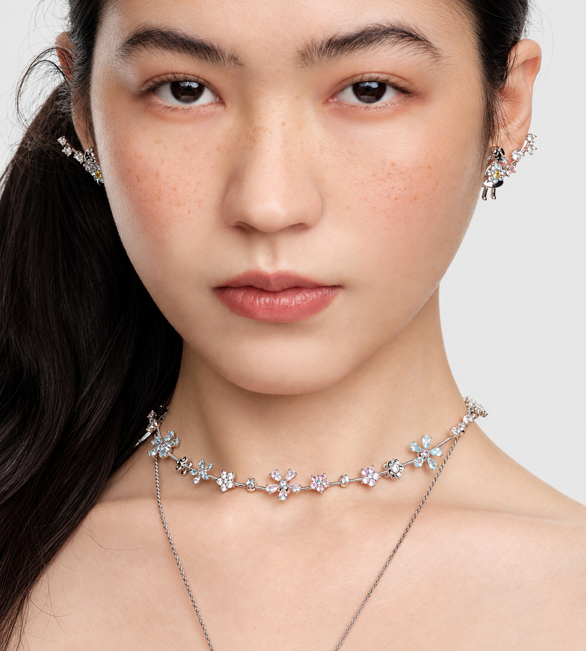 Zircon Flowers Necklace Multicolor