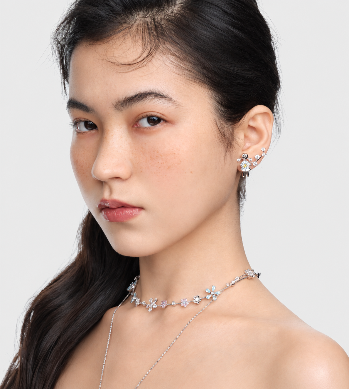 Zircon Flowers Necklace Multicolor