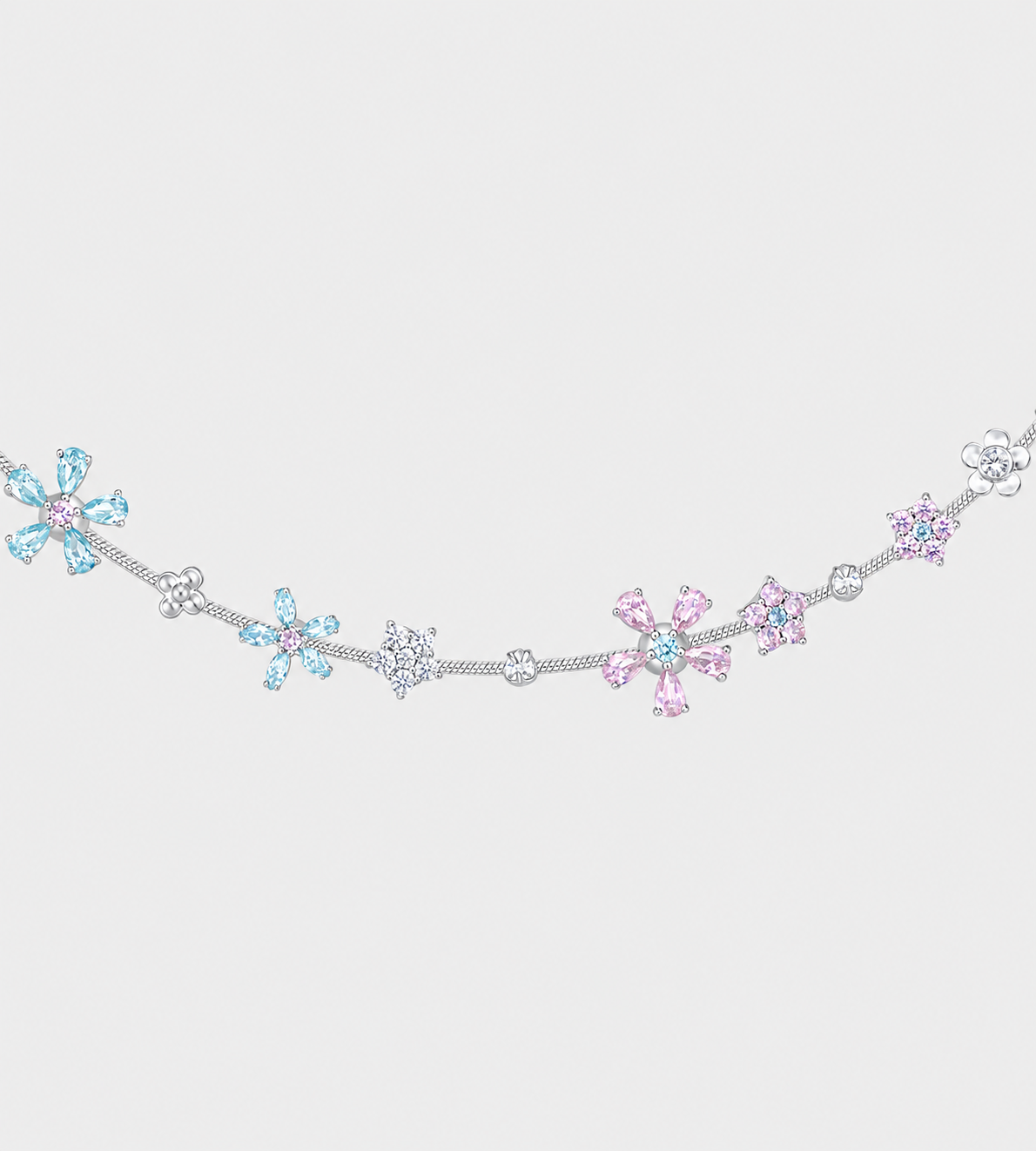 Zircon Flowers Necklace Multicolor