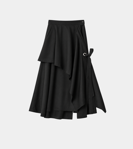 Eyelet Drape Skirt Black