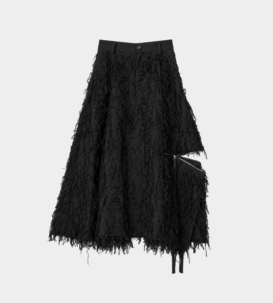 Zip Flare Skirt Black