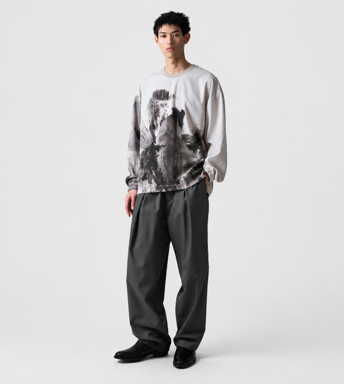 UJOH - Cross Tuck Pants Charcoal