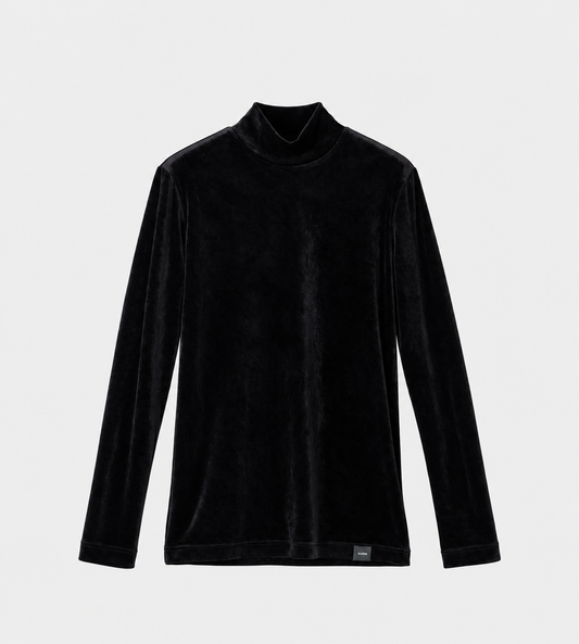 High Neck Long Sleeve Tee Black