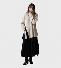 UJOH - Side Belt Turtle Neck Sweater Beige