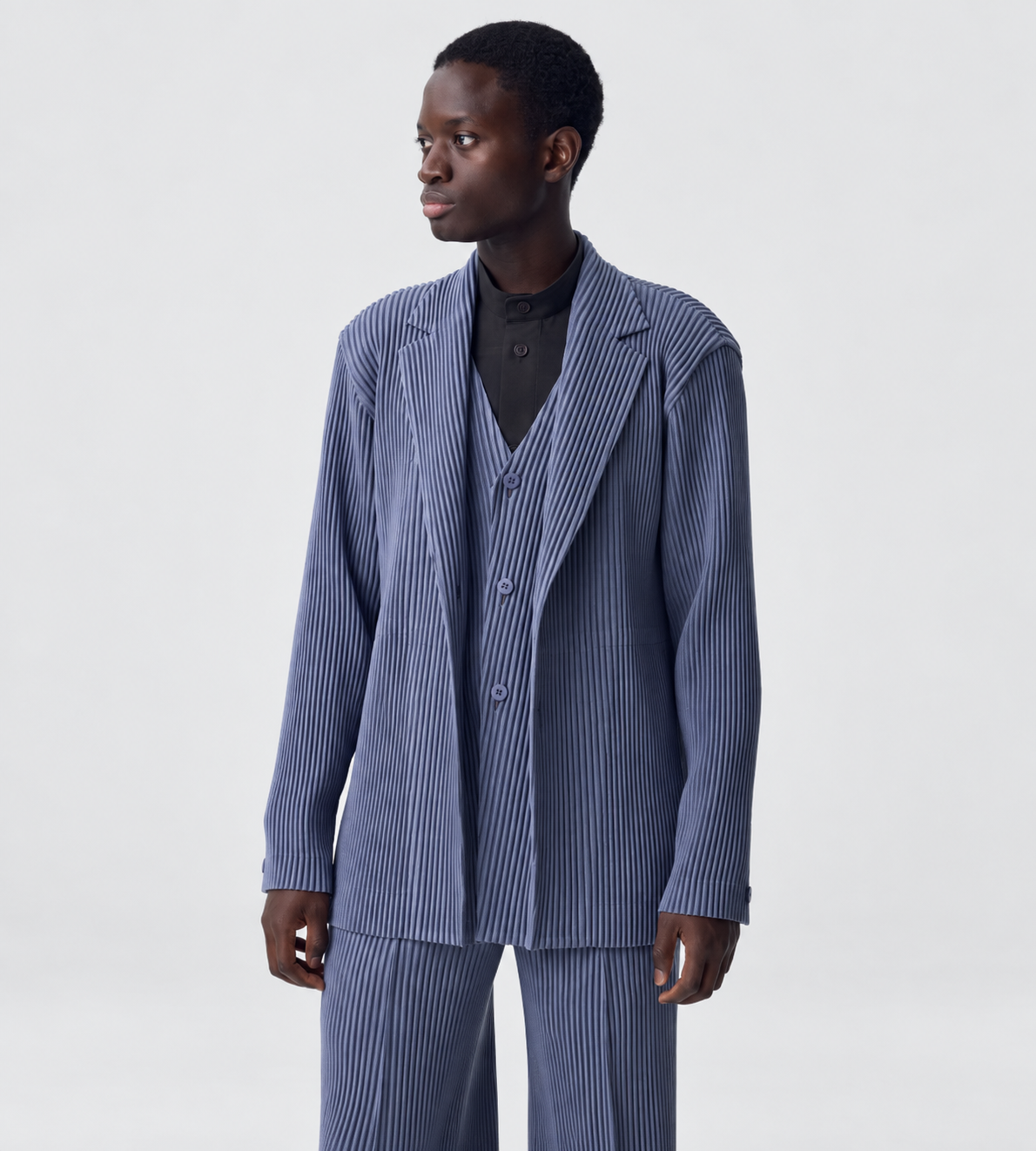 HOMME PLISSE ISSEY MIYAKE - Kersey Pleats Jacket Blue Grey