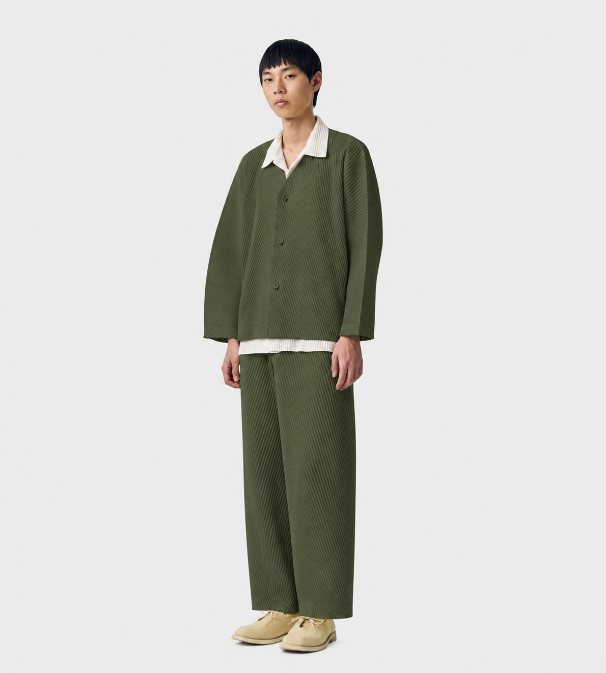 HOMME PLISSE ISSEY MIYAKE - SLASH Pleated Cardigan Dim Green