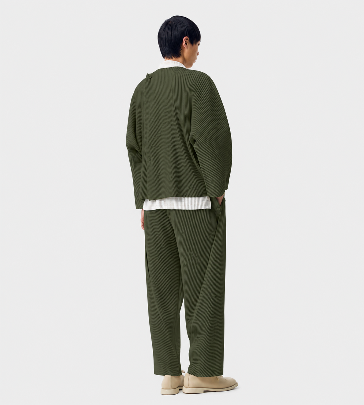 HOMME PLISSE ISSEY MIYAKE - SLASH Pleated Cardigan Dim Green