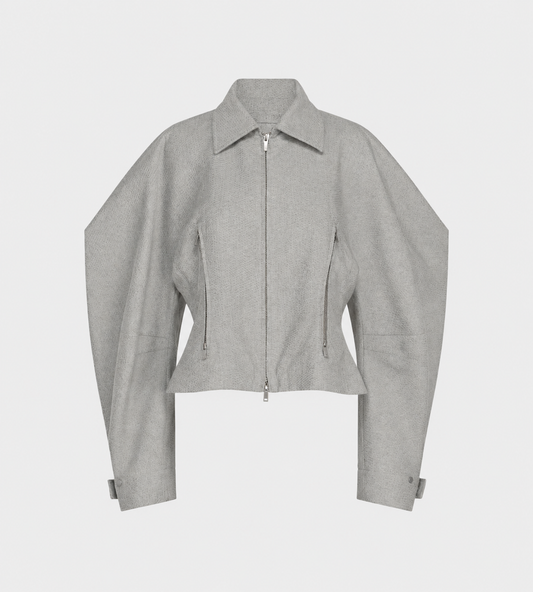REFLECTION Sculptural Zip Jacket Gray