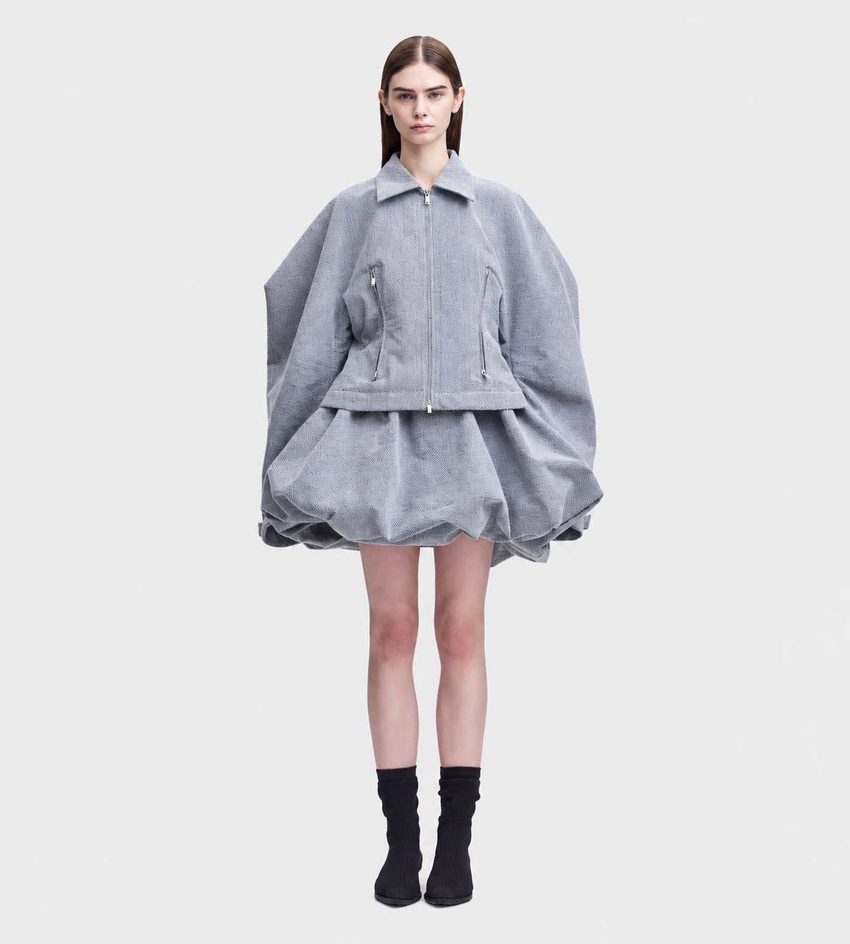 REFLECTION Sculptural Zip Jacket Gray