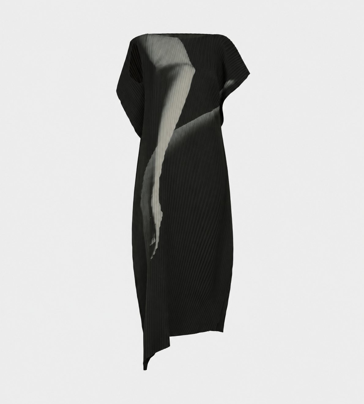 ISSEY MIYAKE - Hands Of Lover Pleats Asymmetric Dress Blk