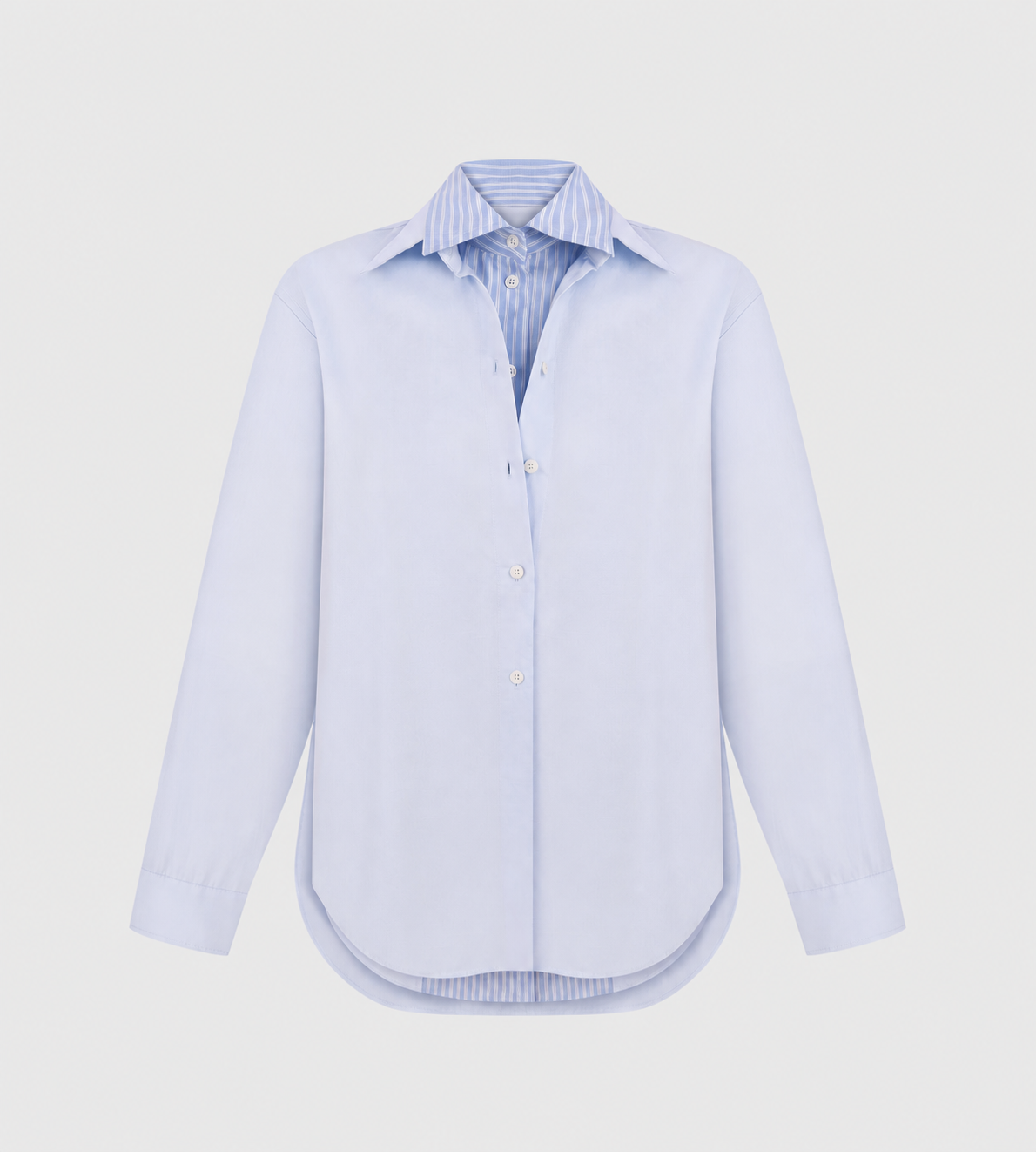 LITKOVSKA - Double Collar Poplin Shirt Blue