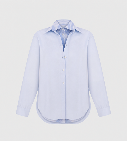 LITKOVSKA - Double Collar Poplin Shirt Blue