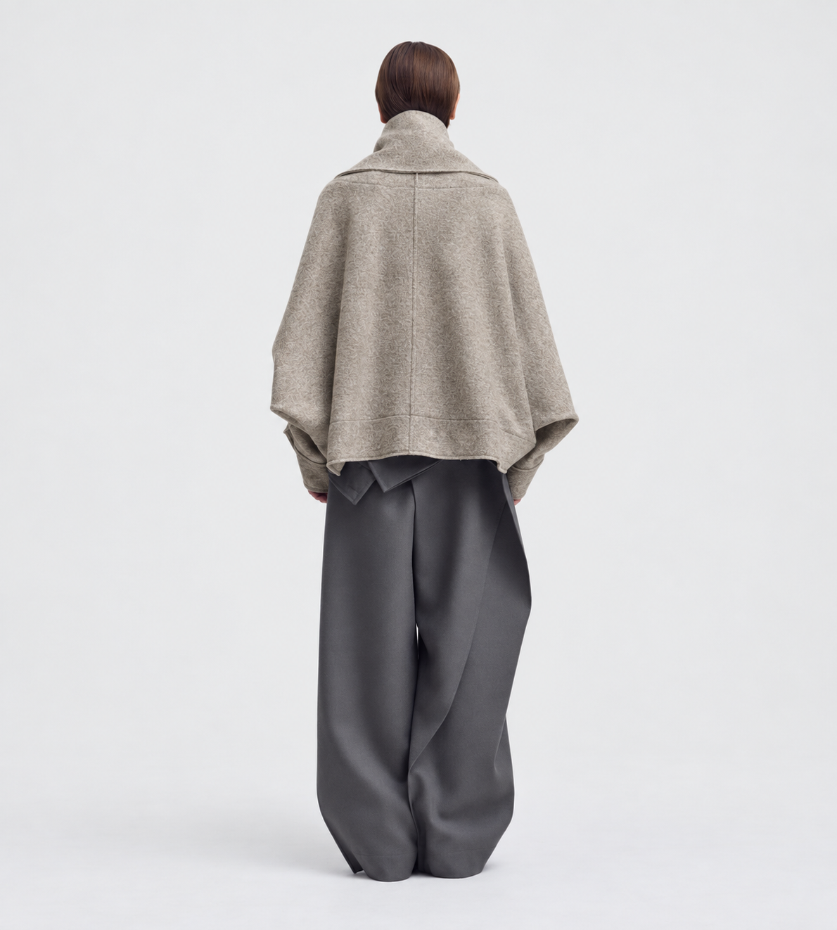 WOOLEN GRANITE Short Coat Beige