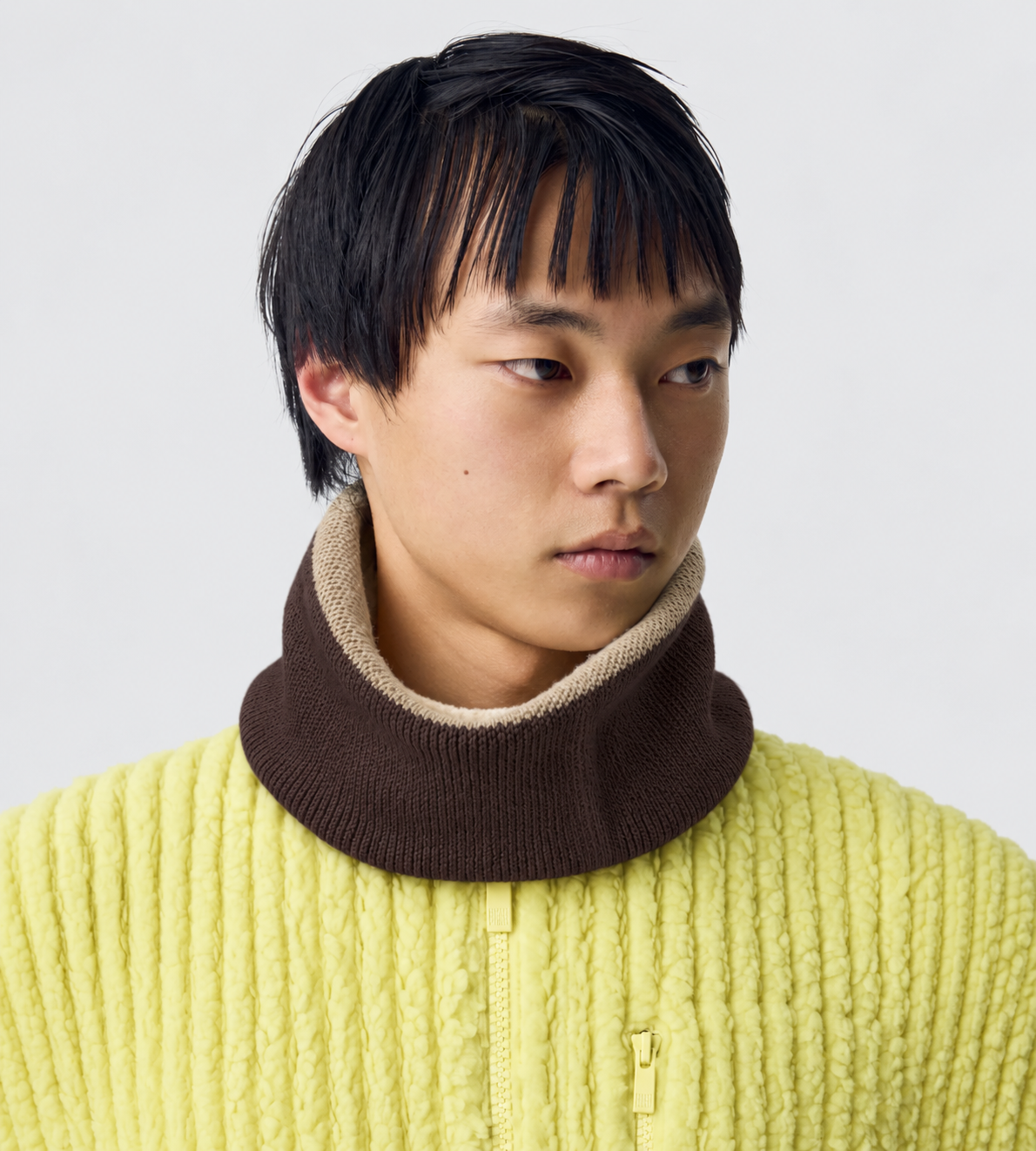 HOMME PLISSE ISSEY MIYAKE - Winter Gear Color Block Neck Warmer Brown