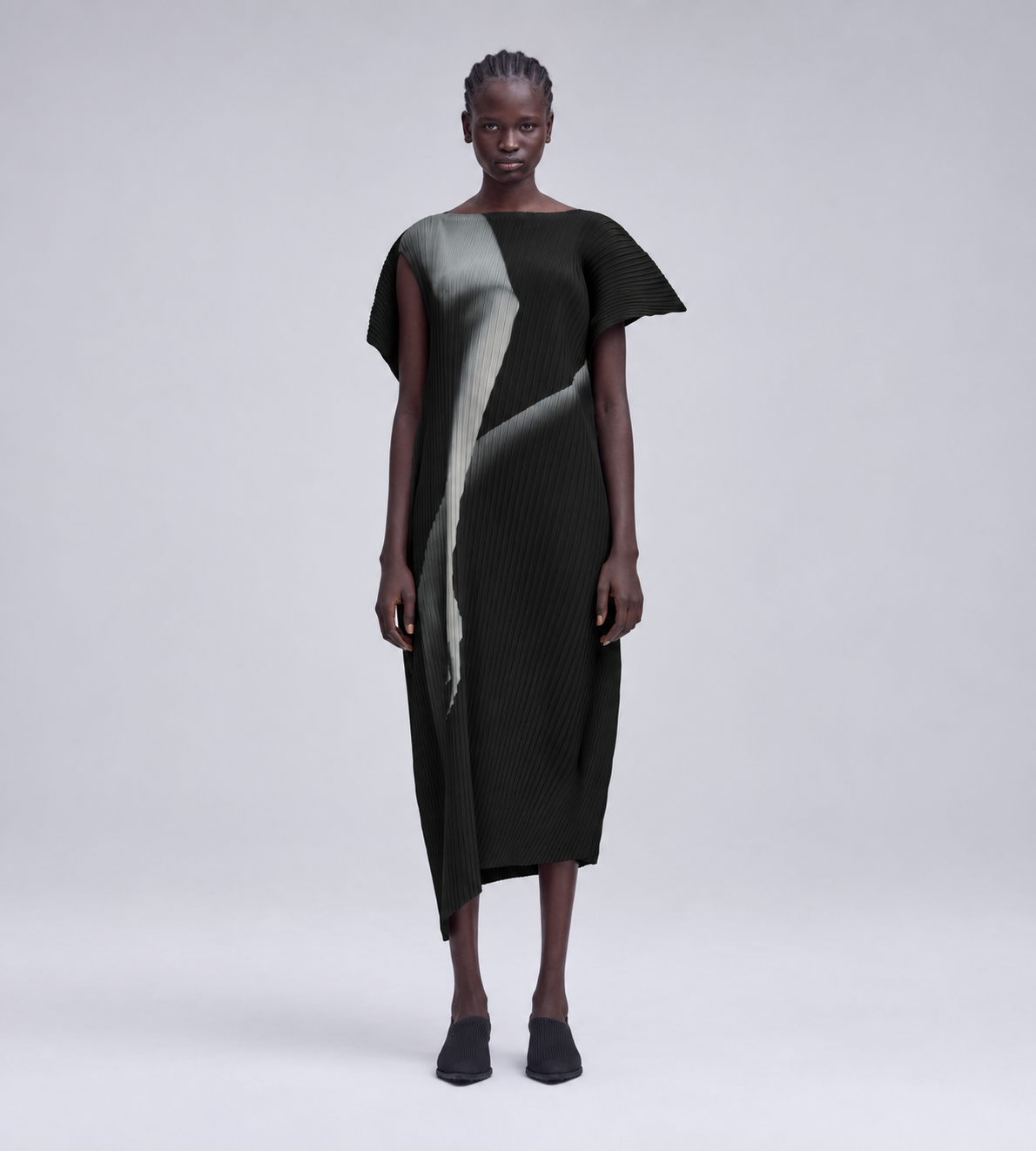 ISSEY MIYAKE - Hands Of Lover Pleats Asymmetric Dress Blk