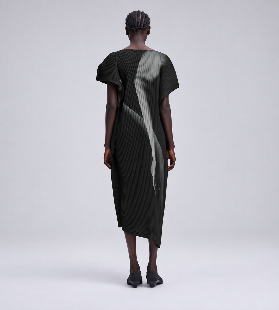 ISSEY MIYAKE - Hands Of Lover Pleats Asymmetric Dress Blk