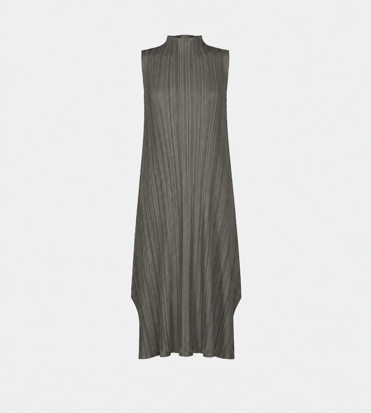PLEATS PLEASE ISSEY MIYAKE - Mellow Pleats Sleeveless High Neck Dress Charcoal