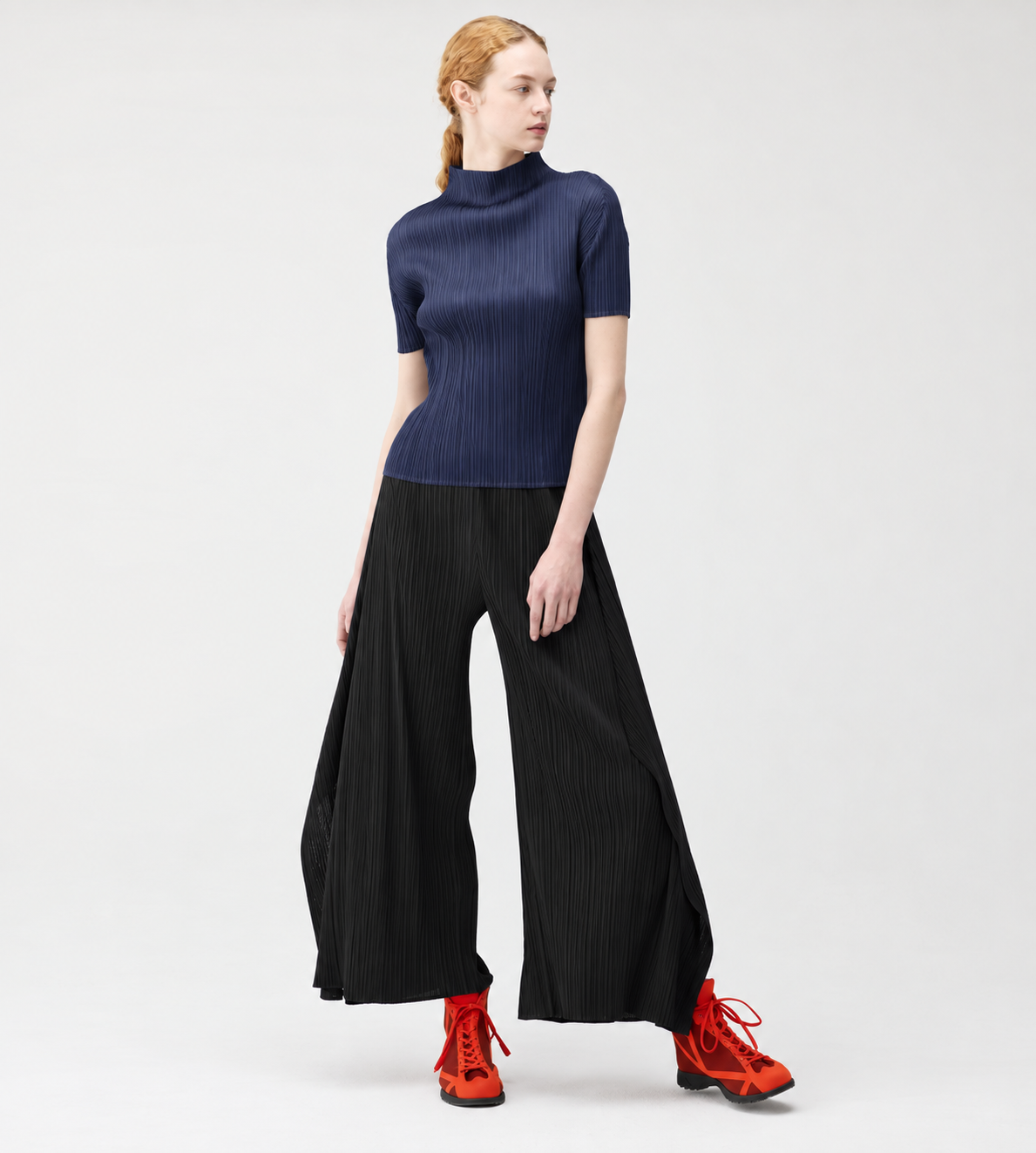 High Neck Top Navy Blue