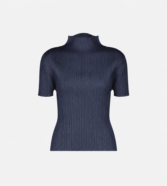 PLEATS PLEASE ISSEY MIYAKE - High Neck Top Navy Blue
