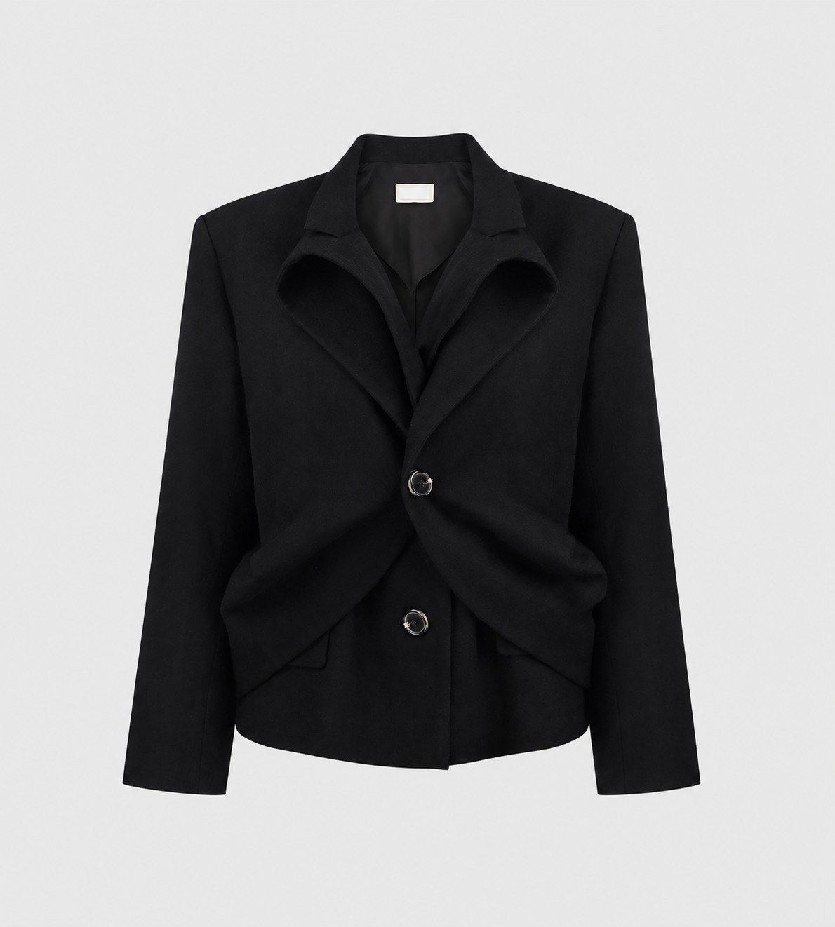 LITKOVSKA - Draped Wool Peacoat Blk