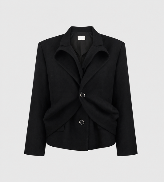 LITKOVSKA - Draped Wool Peacoat Blk