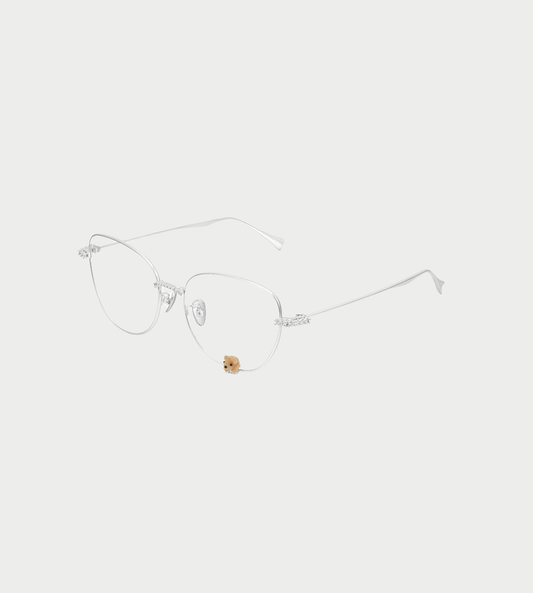 YVMIN - Flocked Bear Decorated Glasses Silver